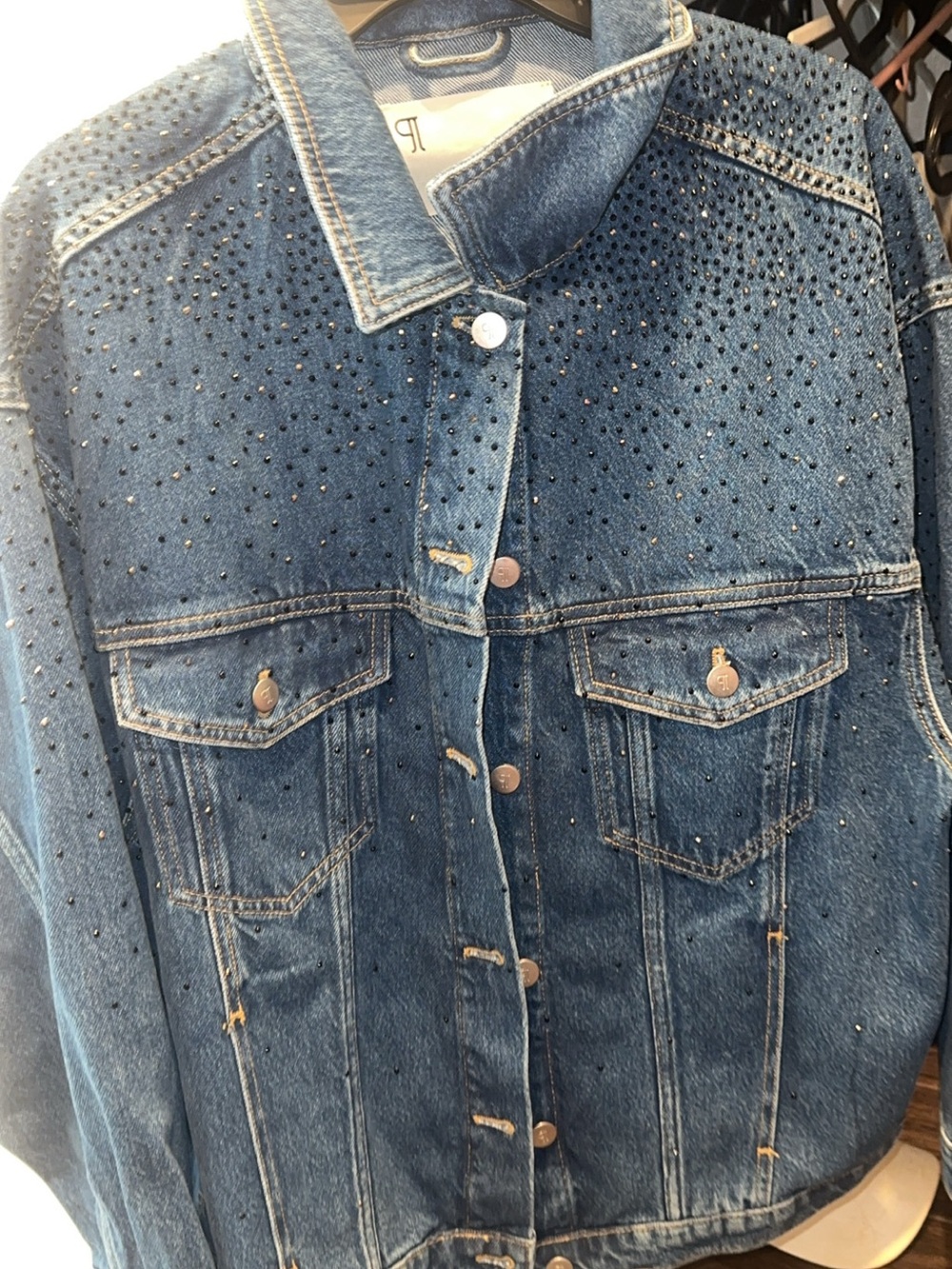 Pilcro Blue Studded Denim Jacket